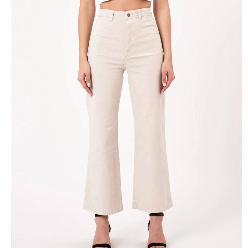 Rolla's Sailor Pant Wide Leg Button Up Pants in Off White Size 30